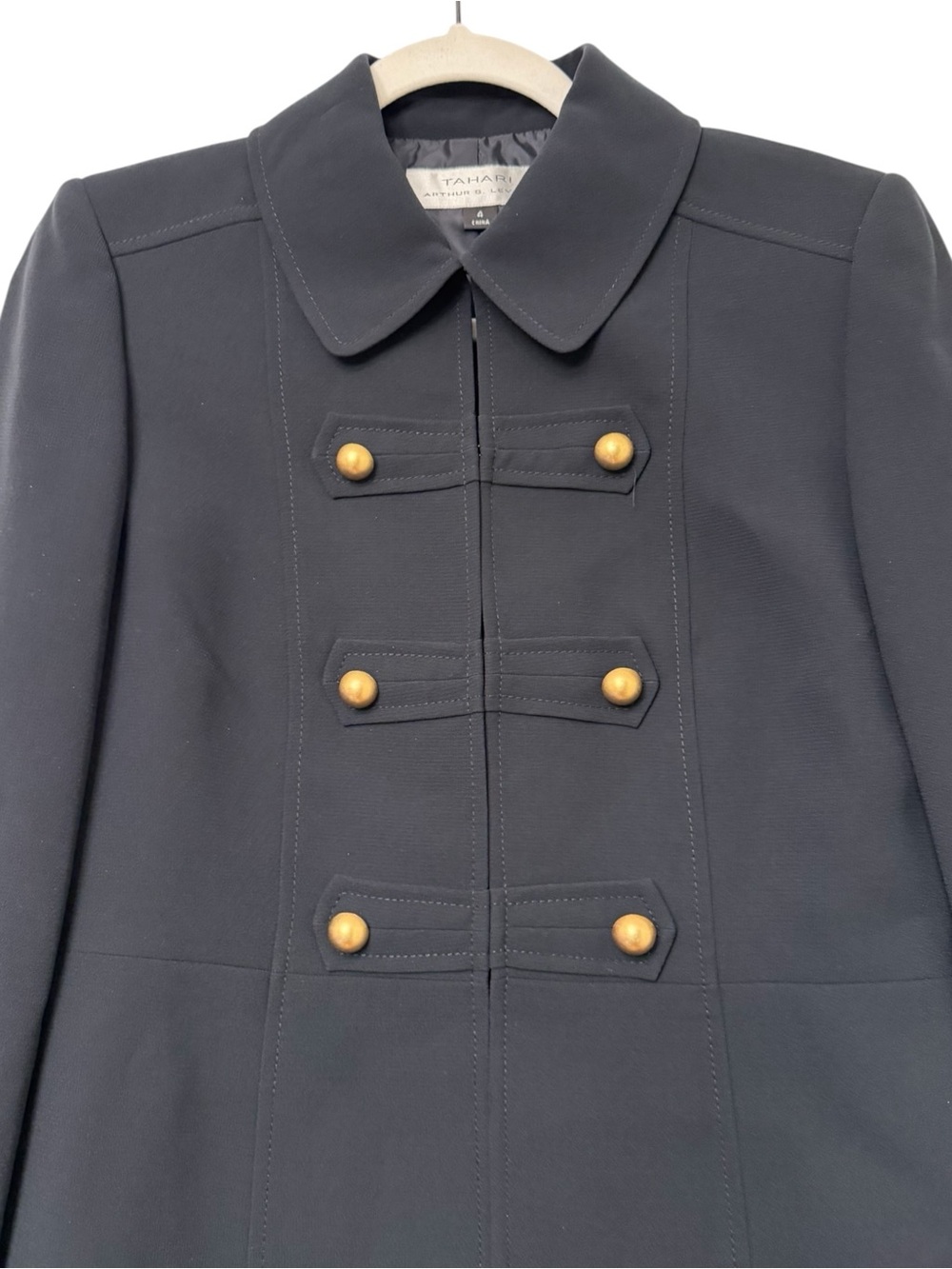 NWT Tahari Arthur S. Levine Navy Military Button Coat - Picture 3 of 6